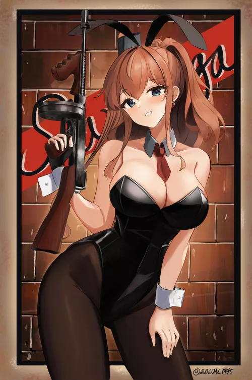 Bunny girl with Tommy gun