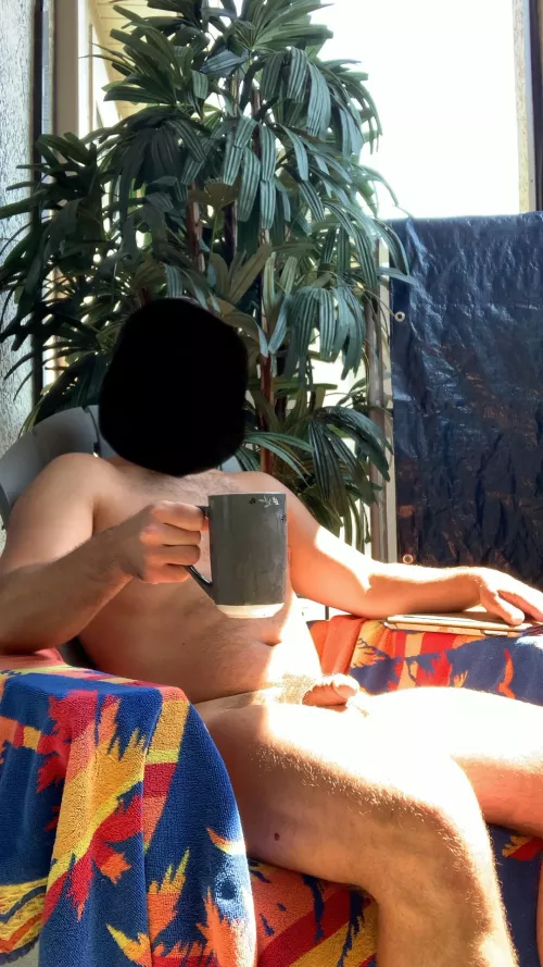 First iced tea of year. And on my patio that is set up to have naked time outside.