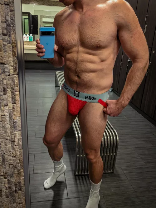 Flexing around the locker room [38]