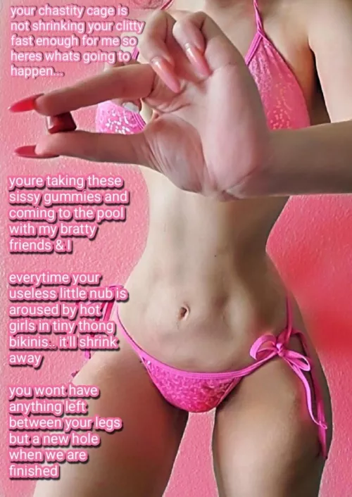 Hot girls in bikinis like me will make your little chastity cage extra tight 