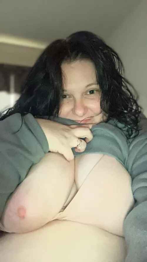 Just a shy girl with her tit out 