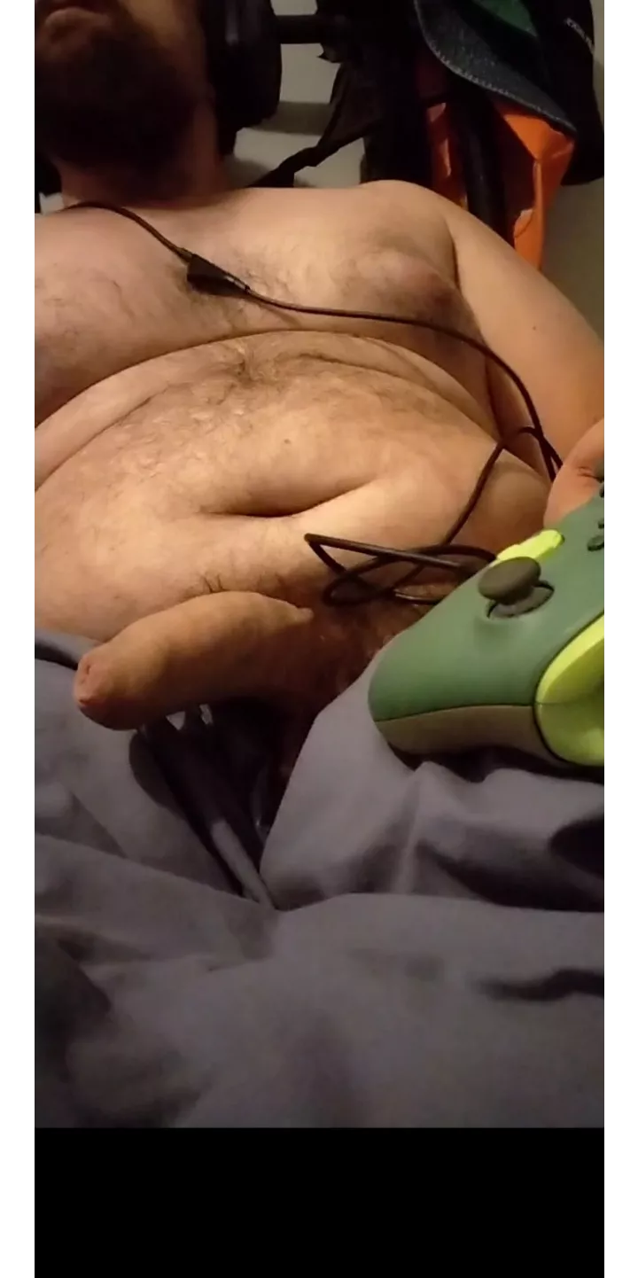 Not the most flattering angle of Mr_Nerd but I think it sums him up, chubby hubby who's a horny gamer