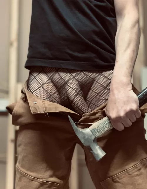 Real men wear fishnets under their work pants…