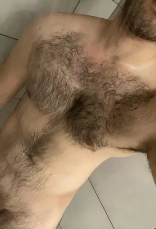 Shower chest hair