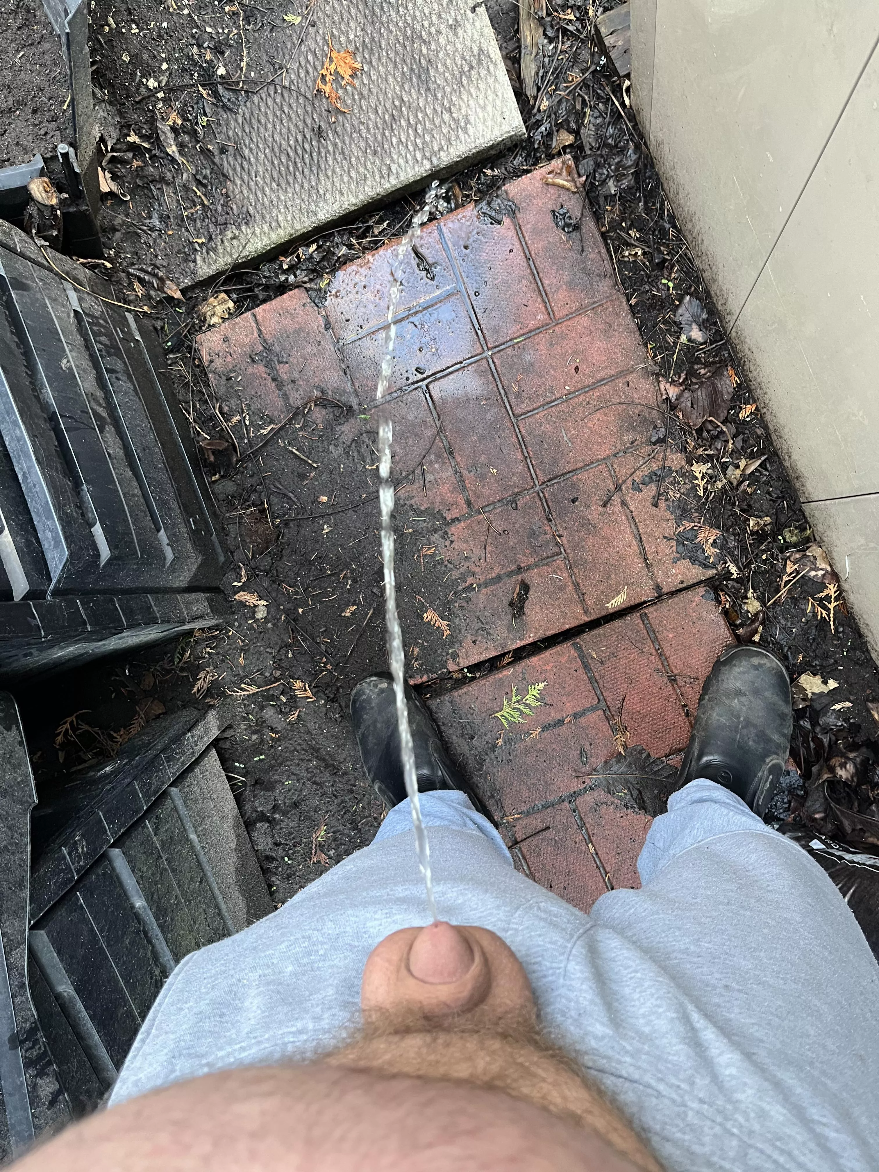 Unloading beers behind the shed