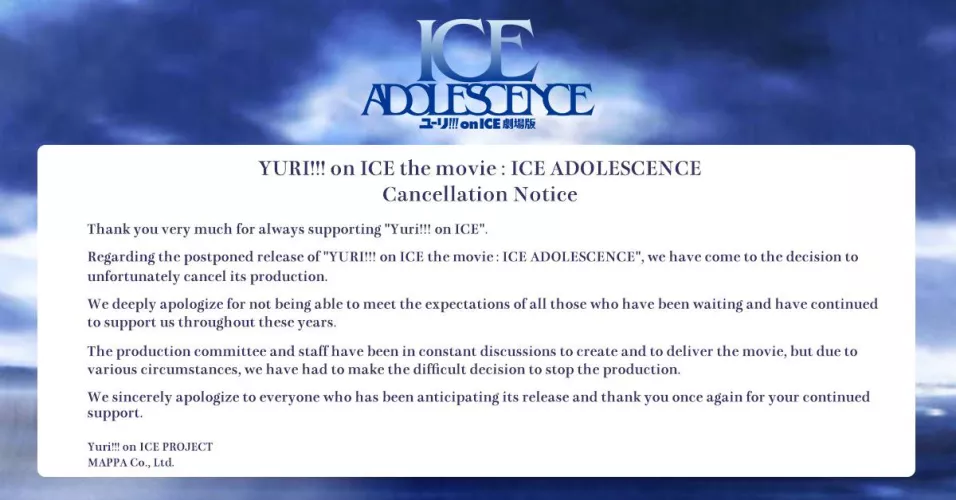 [Yuri On Ice] Ice Adolescence has been canceled 