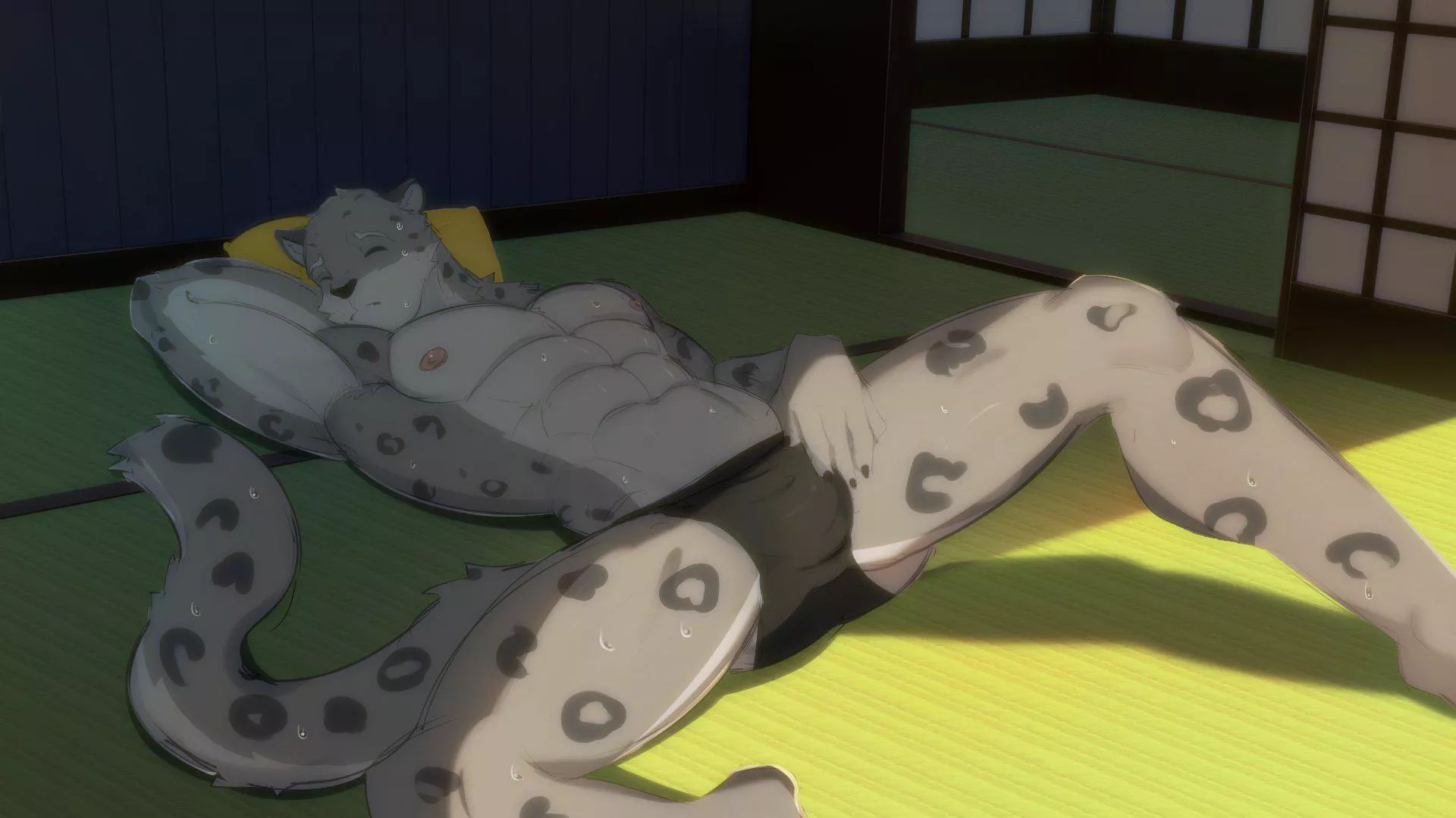 (Artist@drops_sweat)
It's too damn hot 🥵