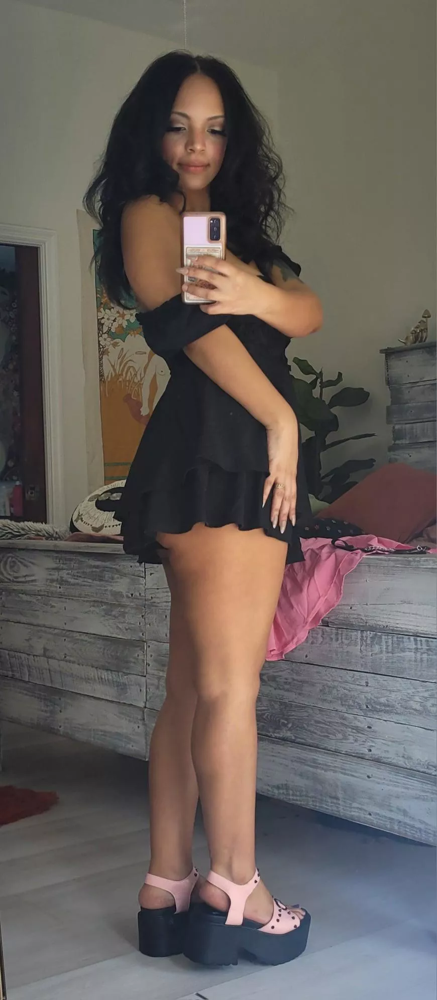 Dressed in all black.  Let's keep it that way