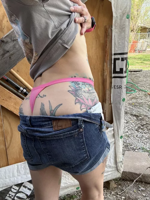 Dropping my pants in the shed.