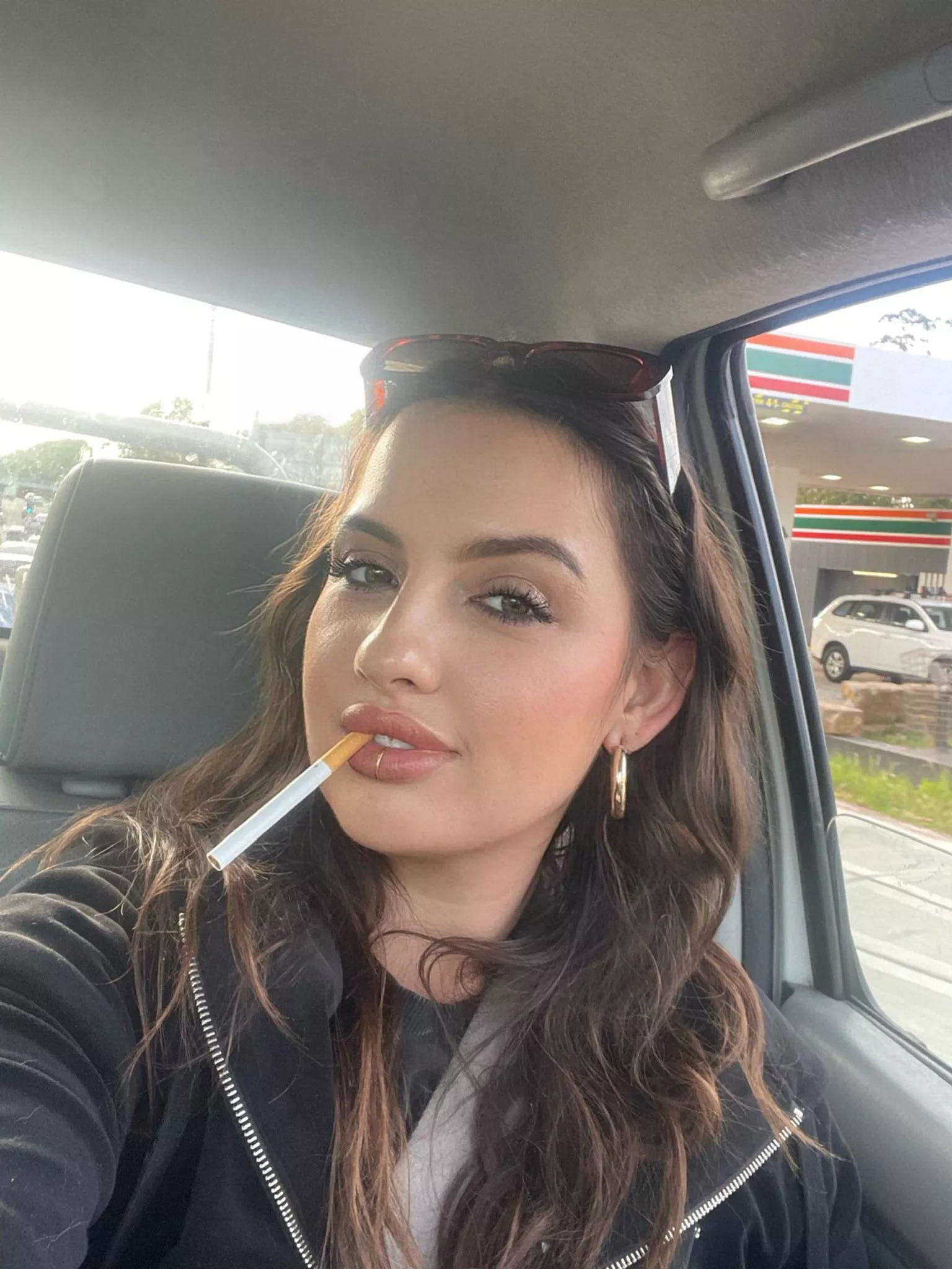 Get on your knees, open your mouth, and be a good ashtray for me.