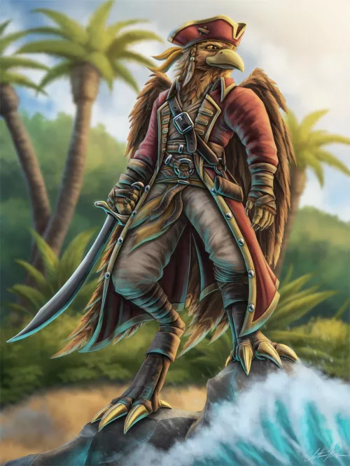 Horus, the Aarakocra Pirate Monk! (Art by Me)