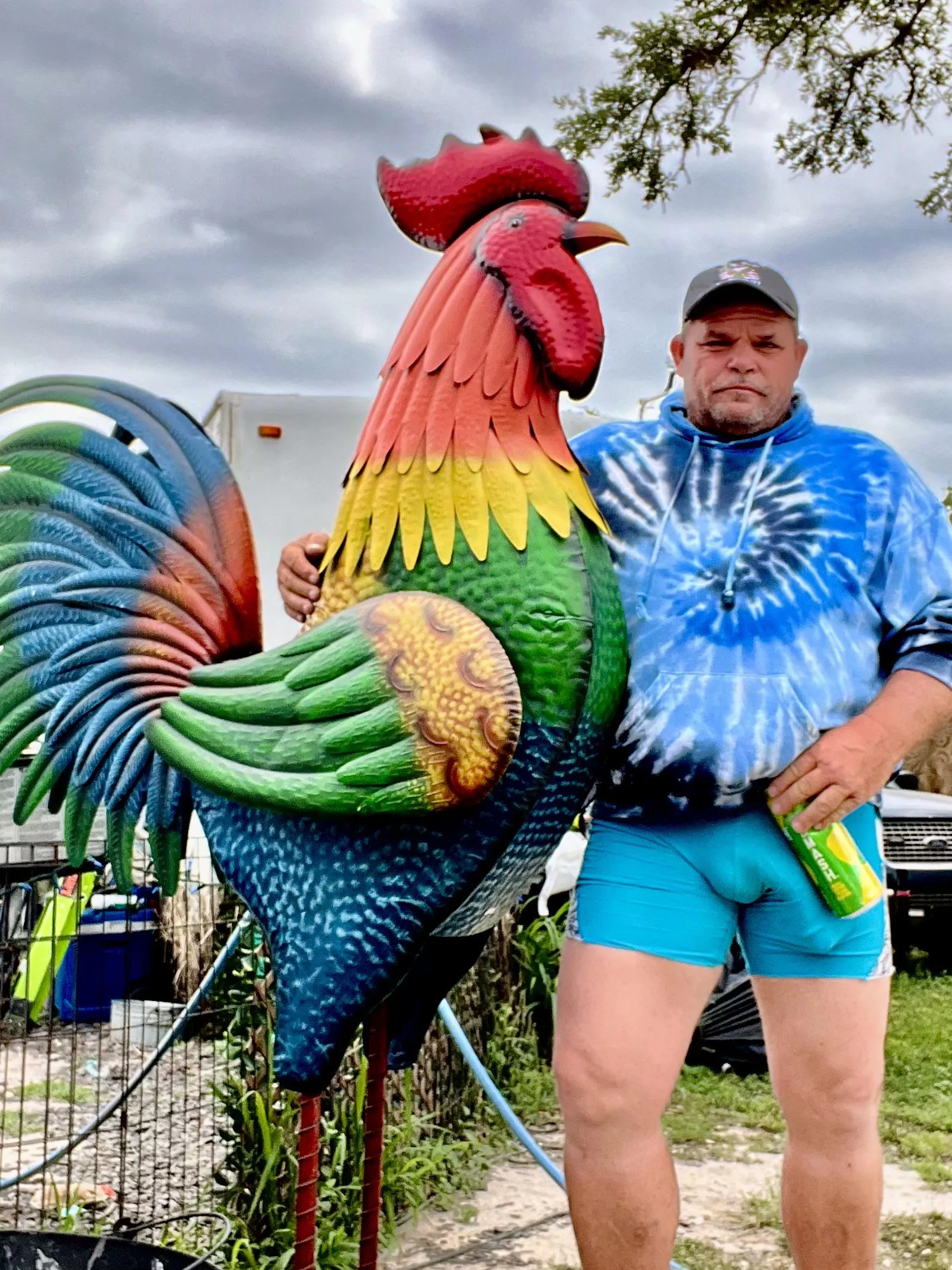 Just 2 cocks hanging out at camp