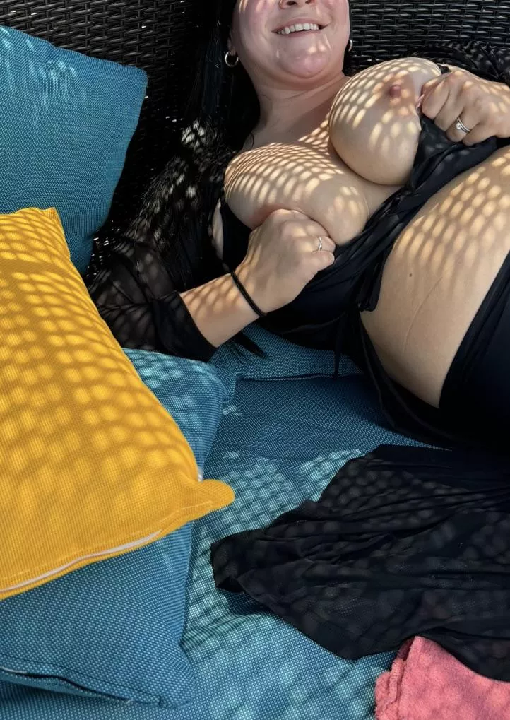 Laughing because I got caught taking this pic on our honeymoon cruise