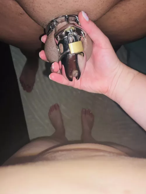 My story yesterday seemed to get a lot of attention. Here I am locked for her 🔐