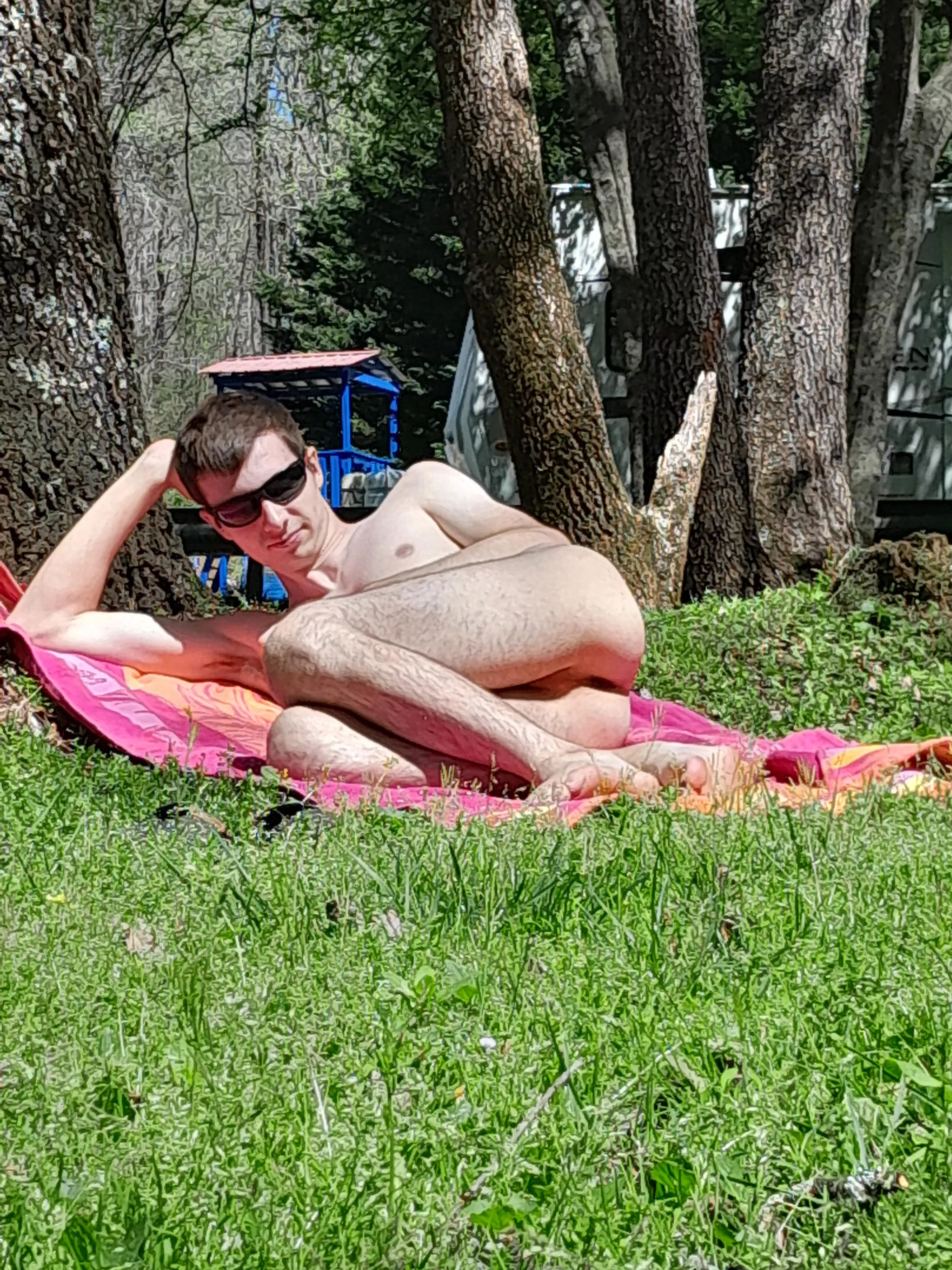Relaxing on my blanket in the sun