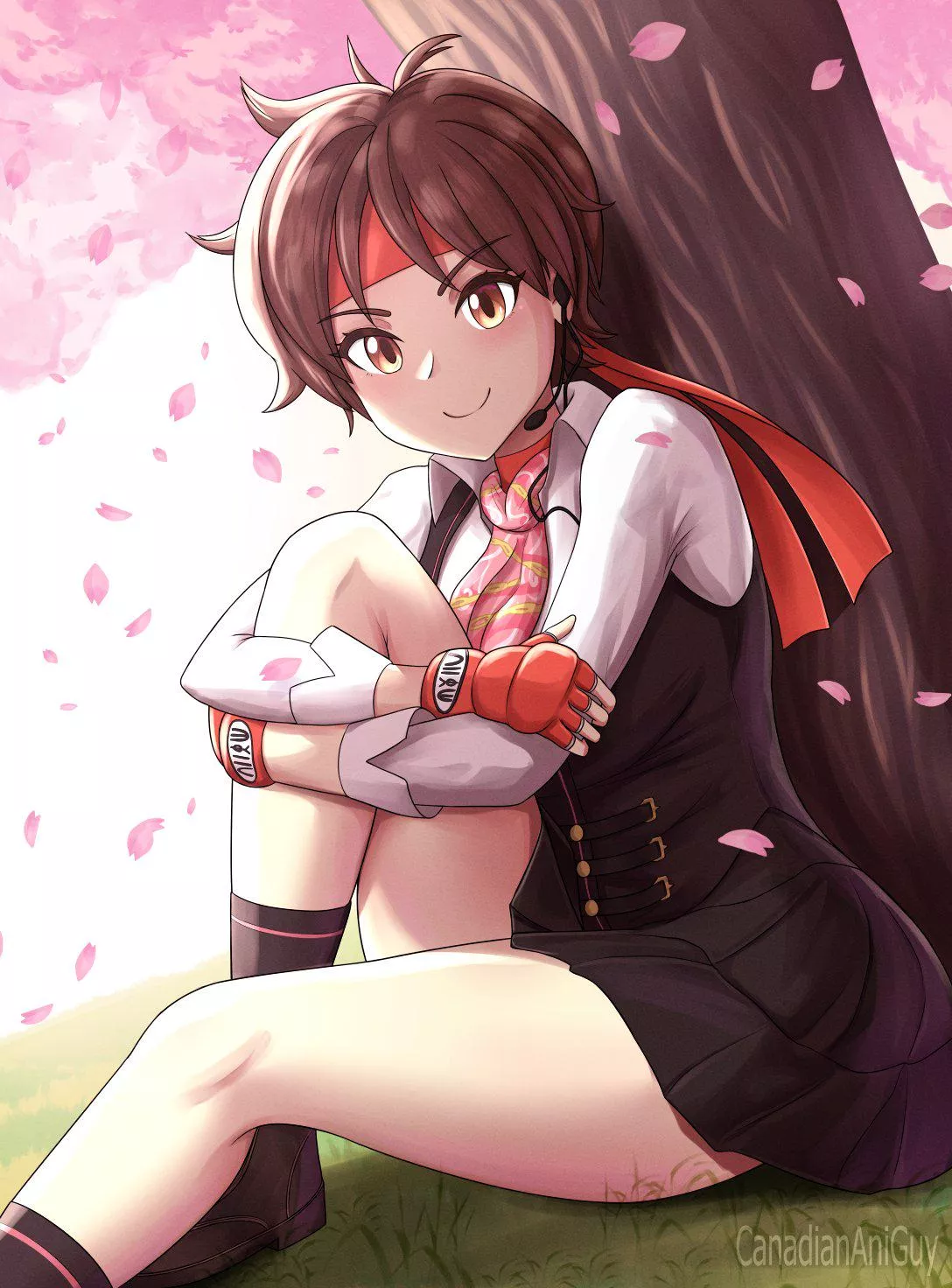 Sakura by a cherry blossom tree