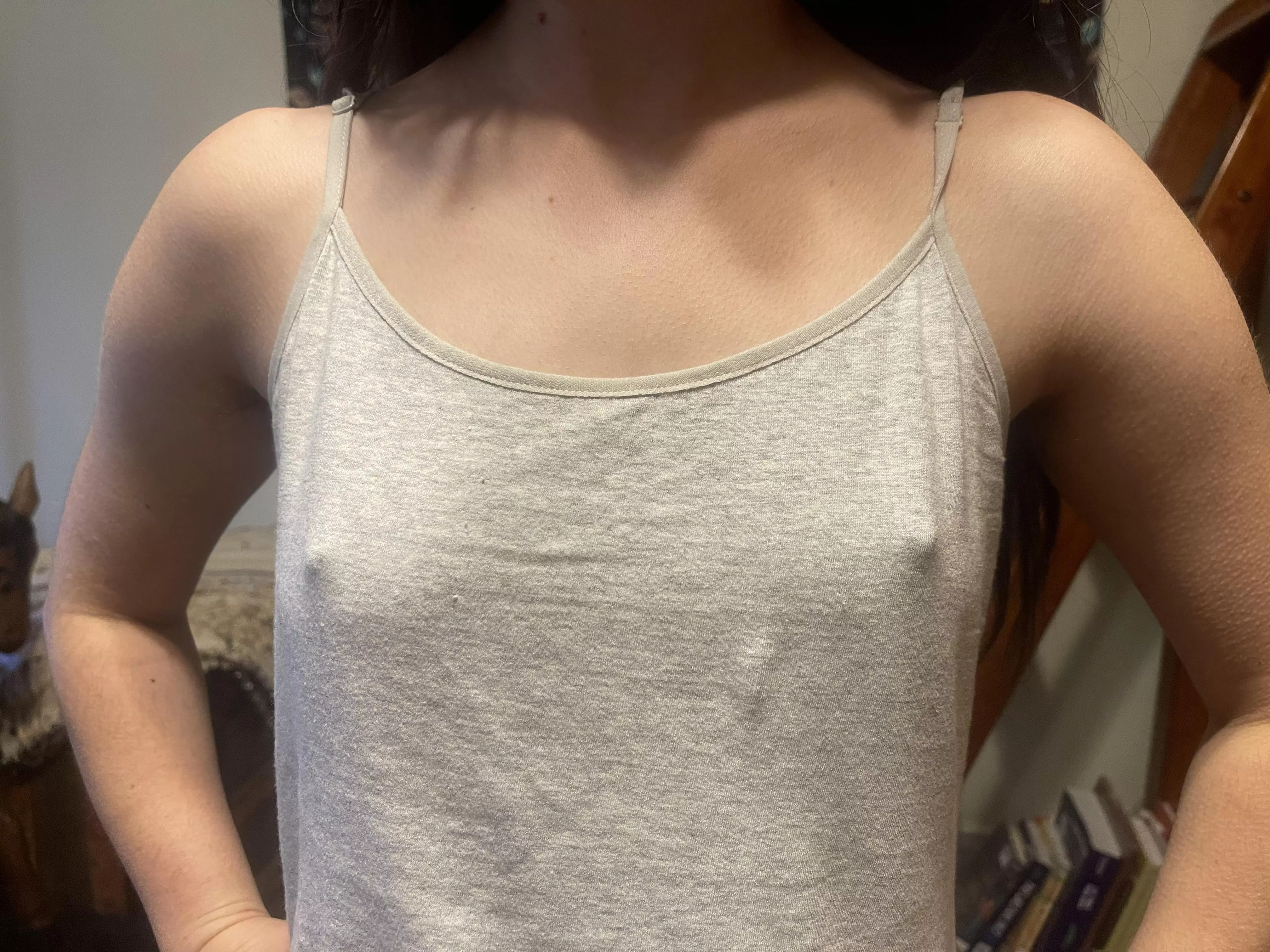 Tank top and no bra = my default