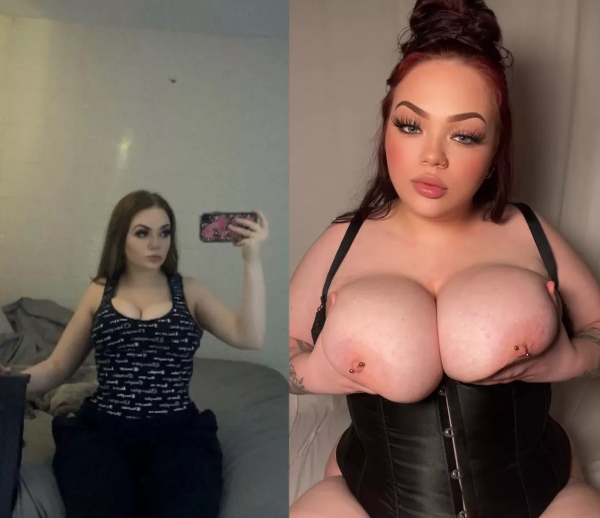 this to that - i’ve never been flat chested but now i have busting out G cups 🤭🩷