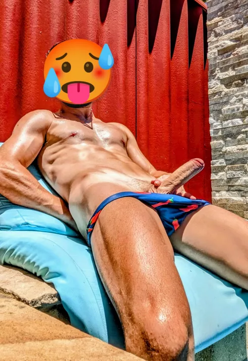 Using my hot neighbour's pool, hope he catches me