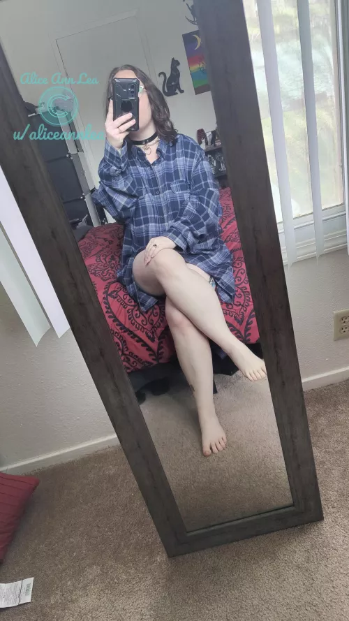 Wearing my collar while in masters button up! I feel super cute