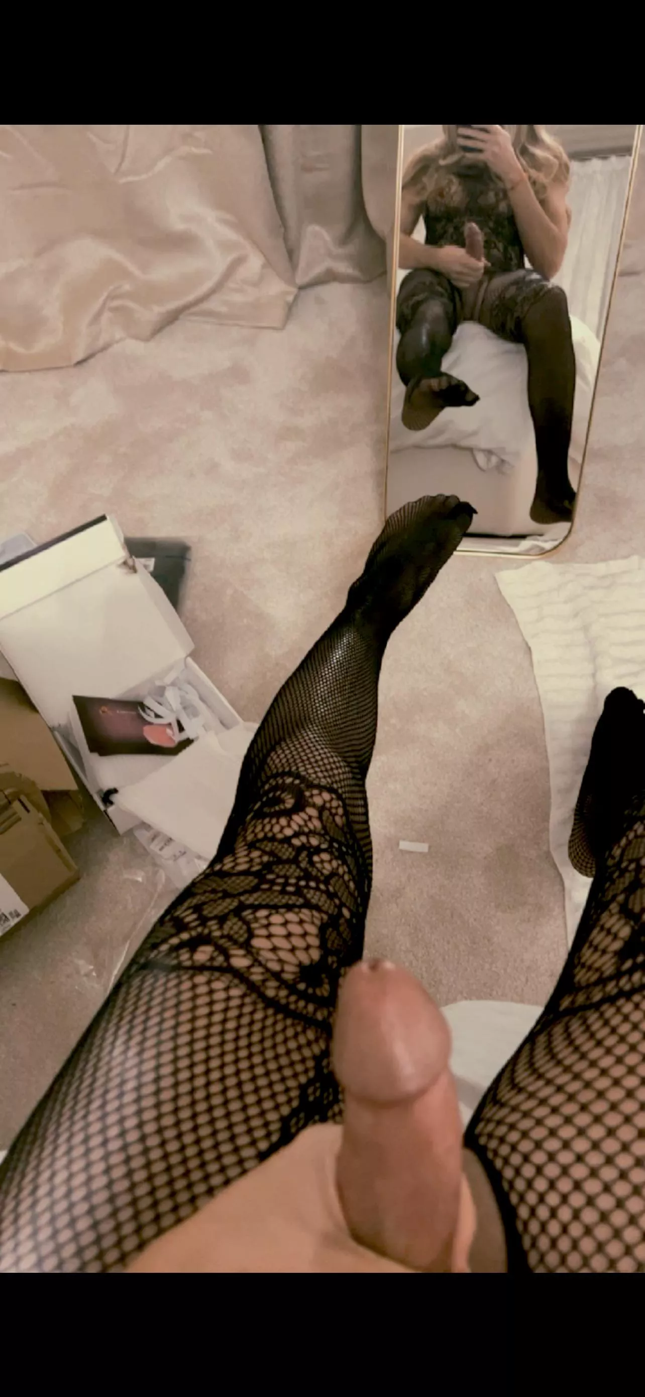 What are you sucking first? My feet or my girl dick …😛