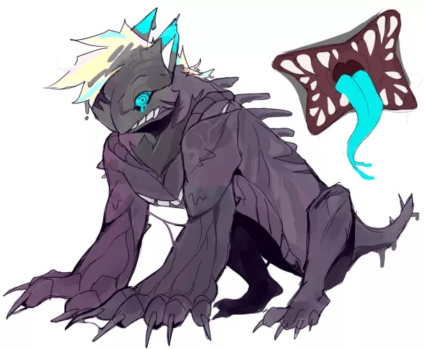During a roleplay I'm in my main fc became a monster and I decided to make a design for him based on the description they gave me. Here it is :0 this is the first form. (Art by me)