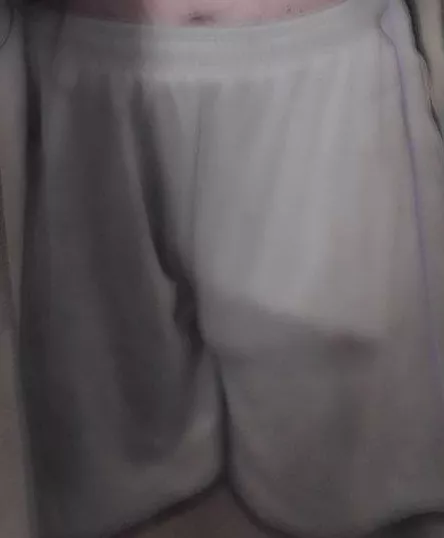 Half chub in basketball shorts