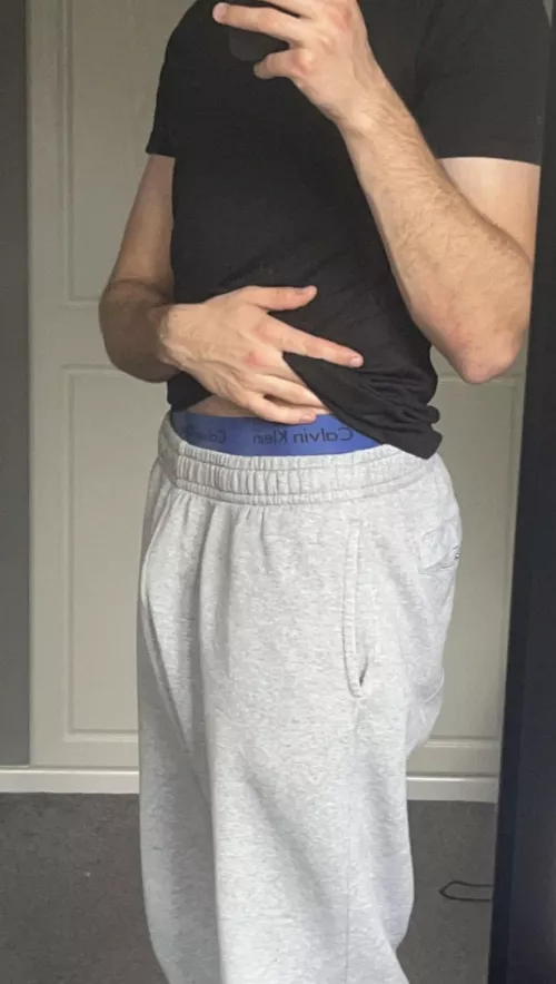 In my joggers with a semi