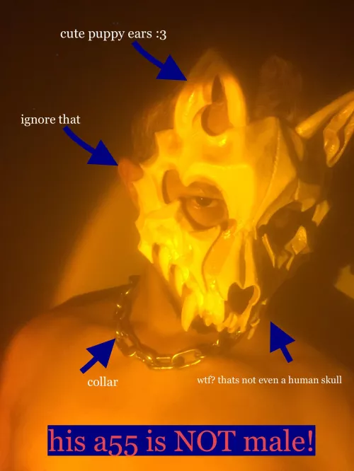 Not an actual leather mask. Does this serve? (sorry for the text, couldn't erase them)