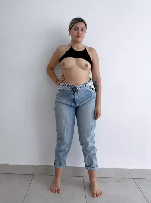 Topless and also showing my feet