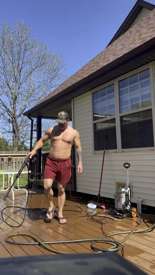 Had to get one cleaning my dick….i mean DECK! (38) Anyone care to spend some time on my deck?