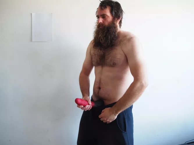 Me, while I'm holding a big red dildo in front of me