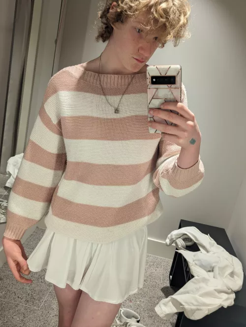 my first time ever wearing a skirt ! i didn't hate it, but i was too scared to buy it lol