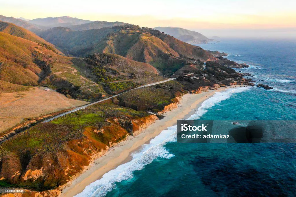 Pacific Ocean at Big Sur stock photo.