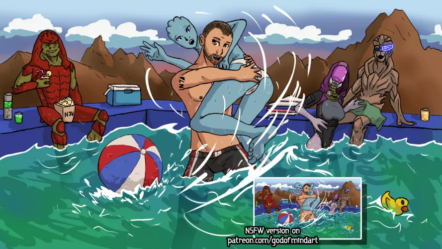 Pool Party [Shepard, Tali, Liara, Garrus, Wrex] - (God of Mind)