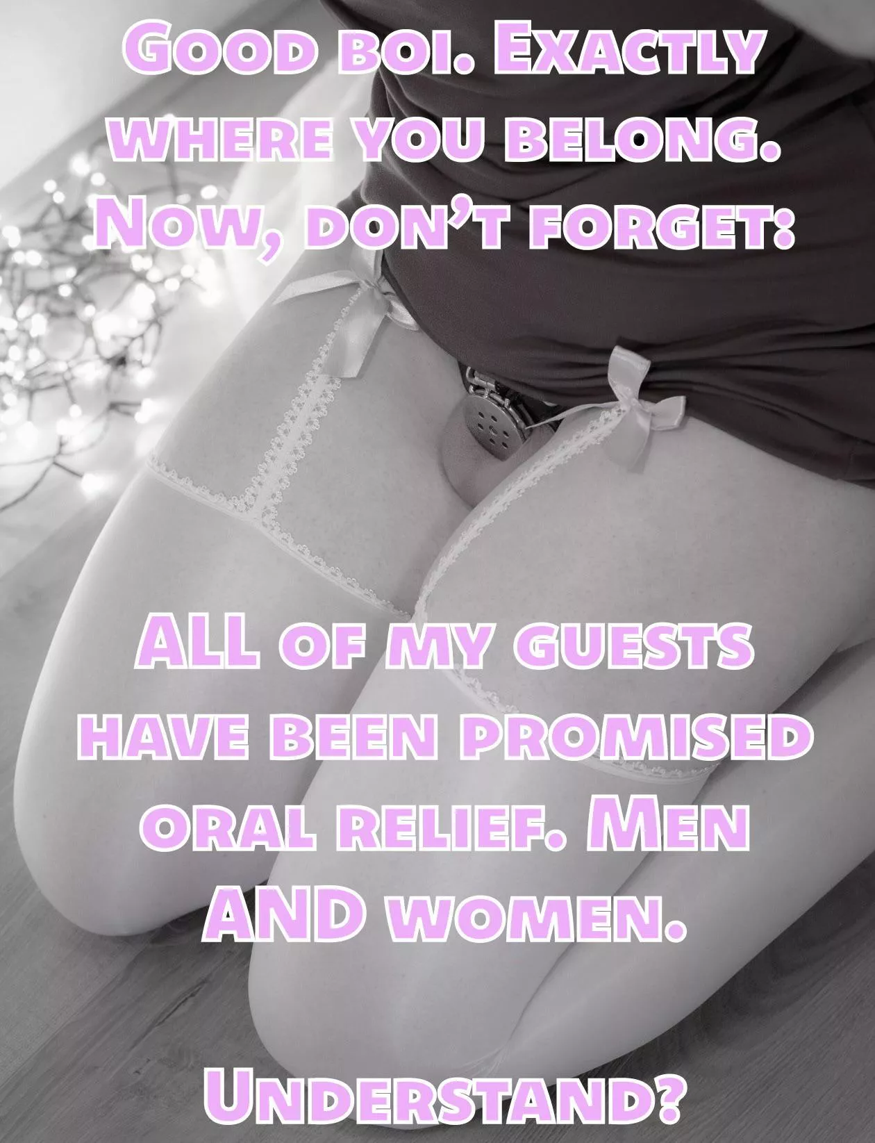 Six months, smaller and smaller cages. She has you exactly where she wants you now, and there’s not a thing you can do but obey. 