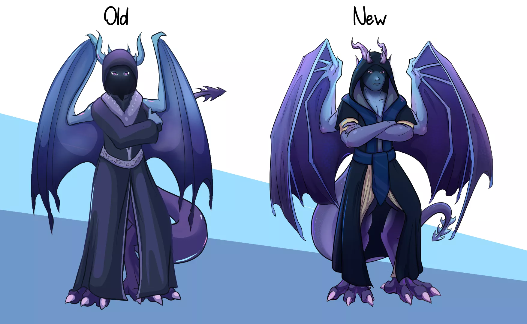 4 years of improvement on my guy. He's still angsty.. but with a face! Which version do you prefer?