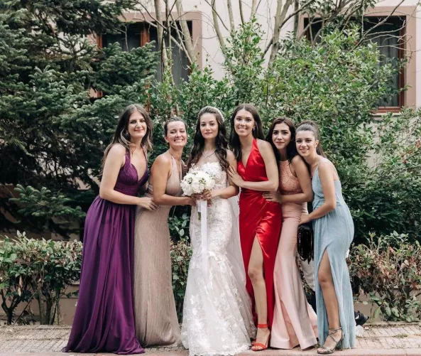 Bride and the bridesmaids