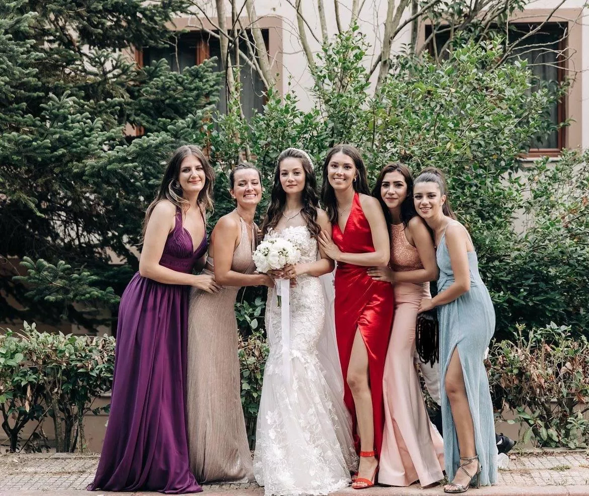 Bride and the bridesmaids