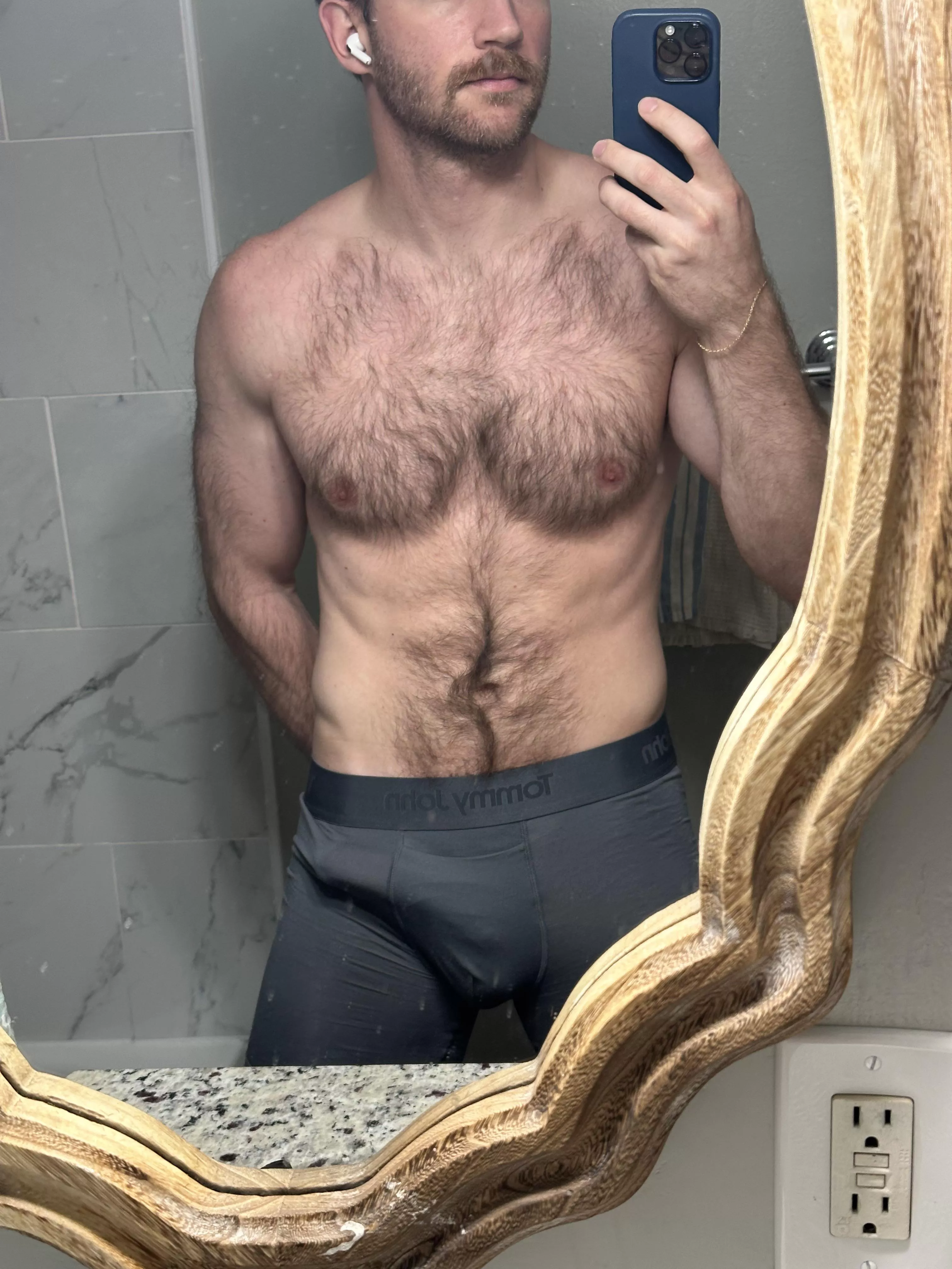 Follow the chest hair down for a happy ending 