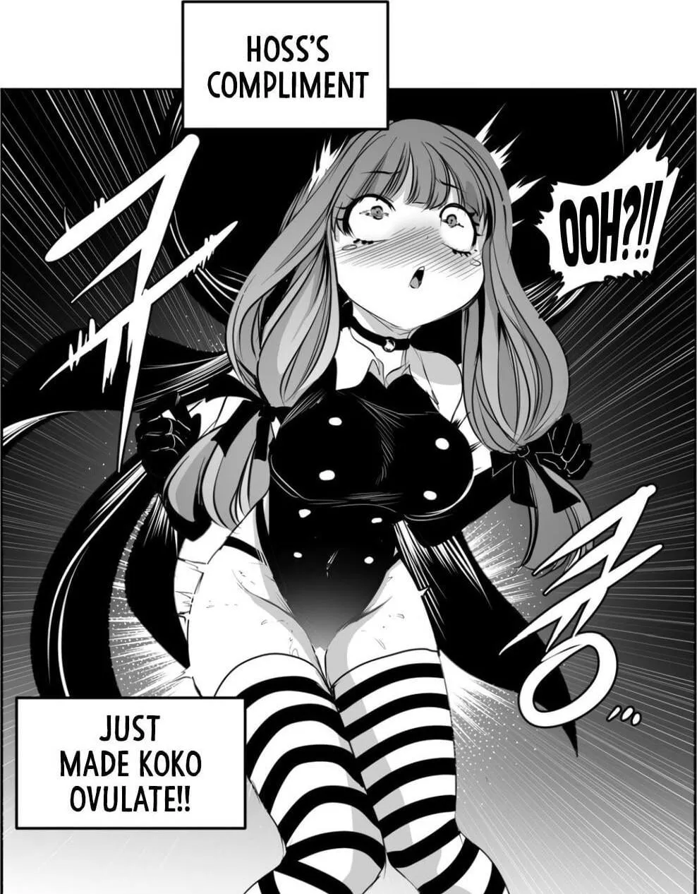 Lf mono source: 1girl, thighhighs, symbol-shaped pupils, witch?, blush, 