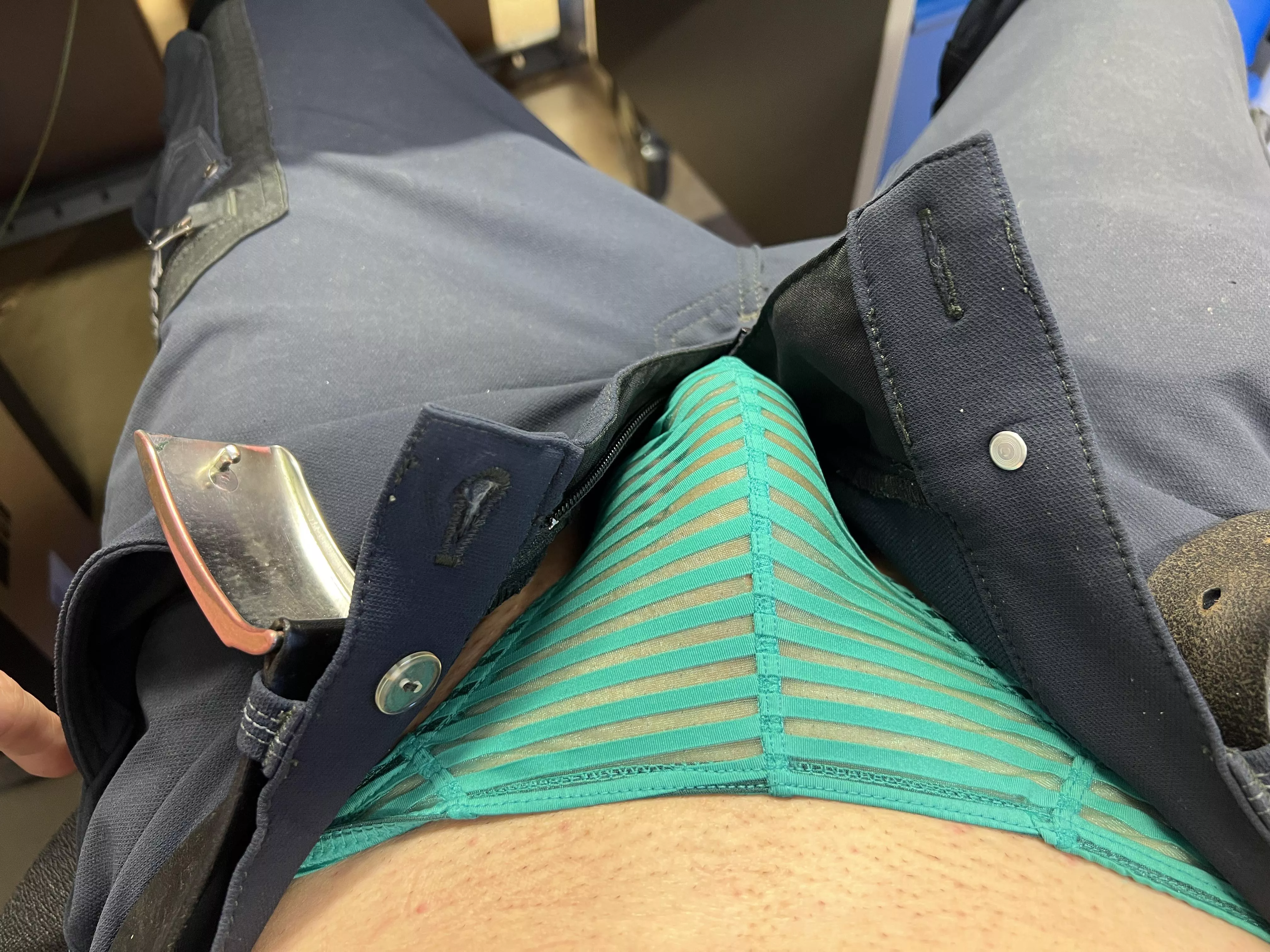 Love wearing my see through string’s at work!