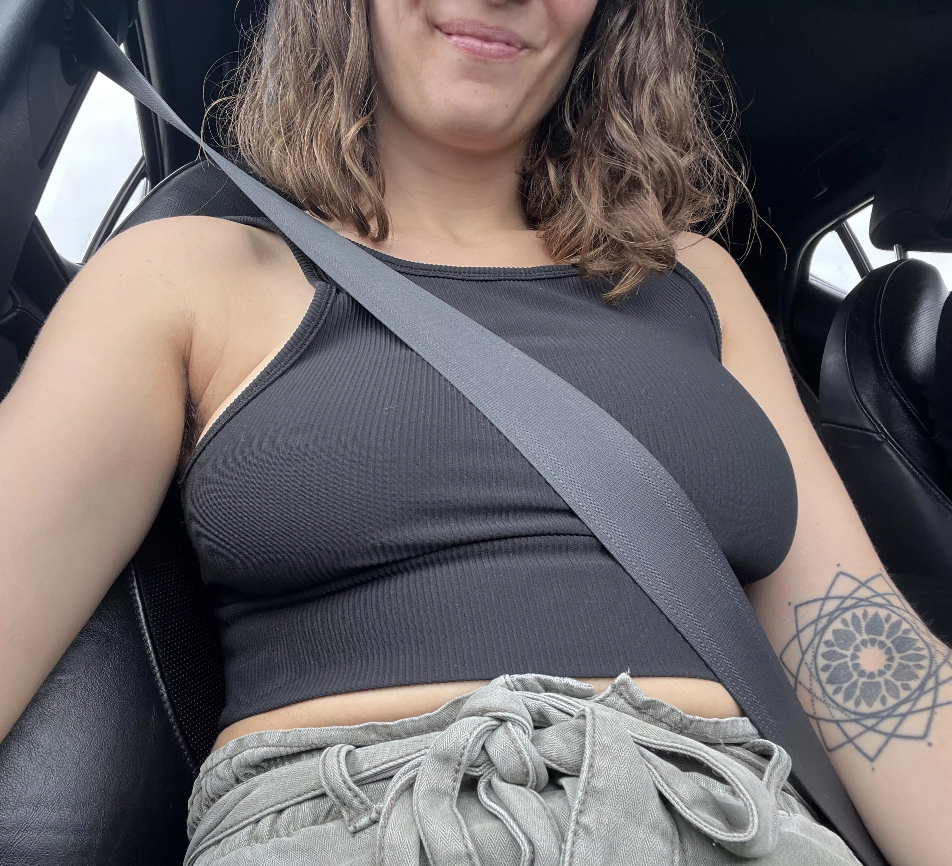 No bra needed in the car