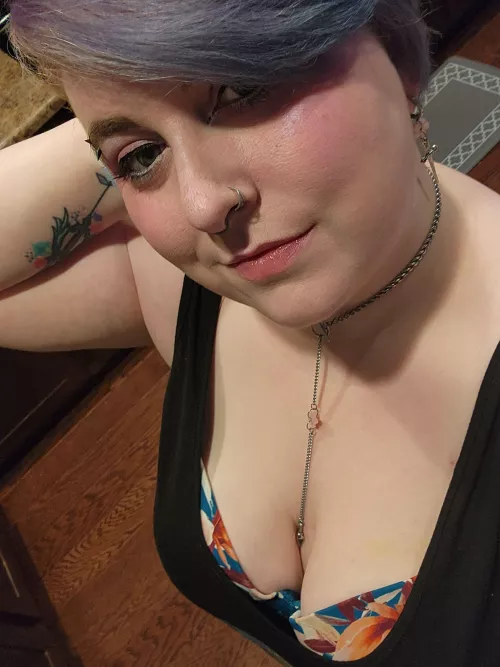 Showing a peek of the bra 