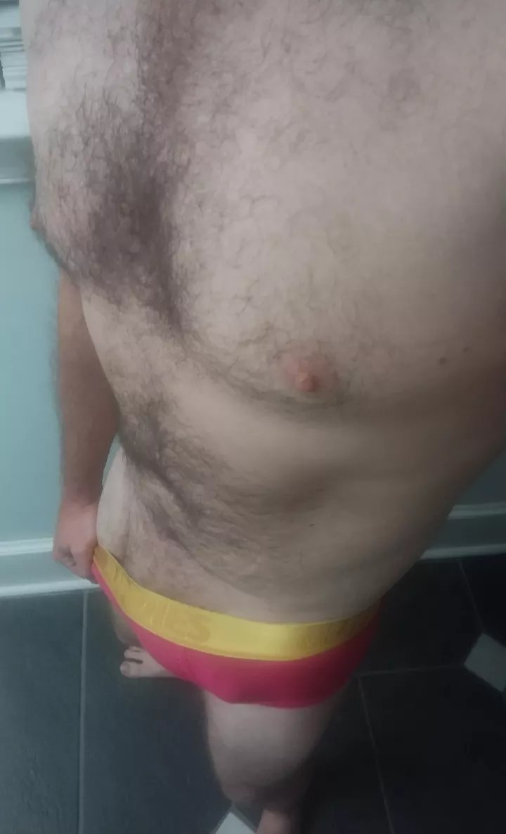 First post! Does hair and pink briefs go together?