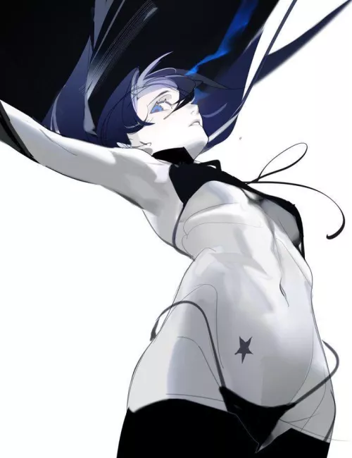Lf color source: 1girl ,blue hair , blue eyes, bikini, tattoo, star tattoo, black rock shooter(I think?)