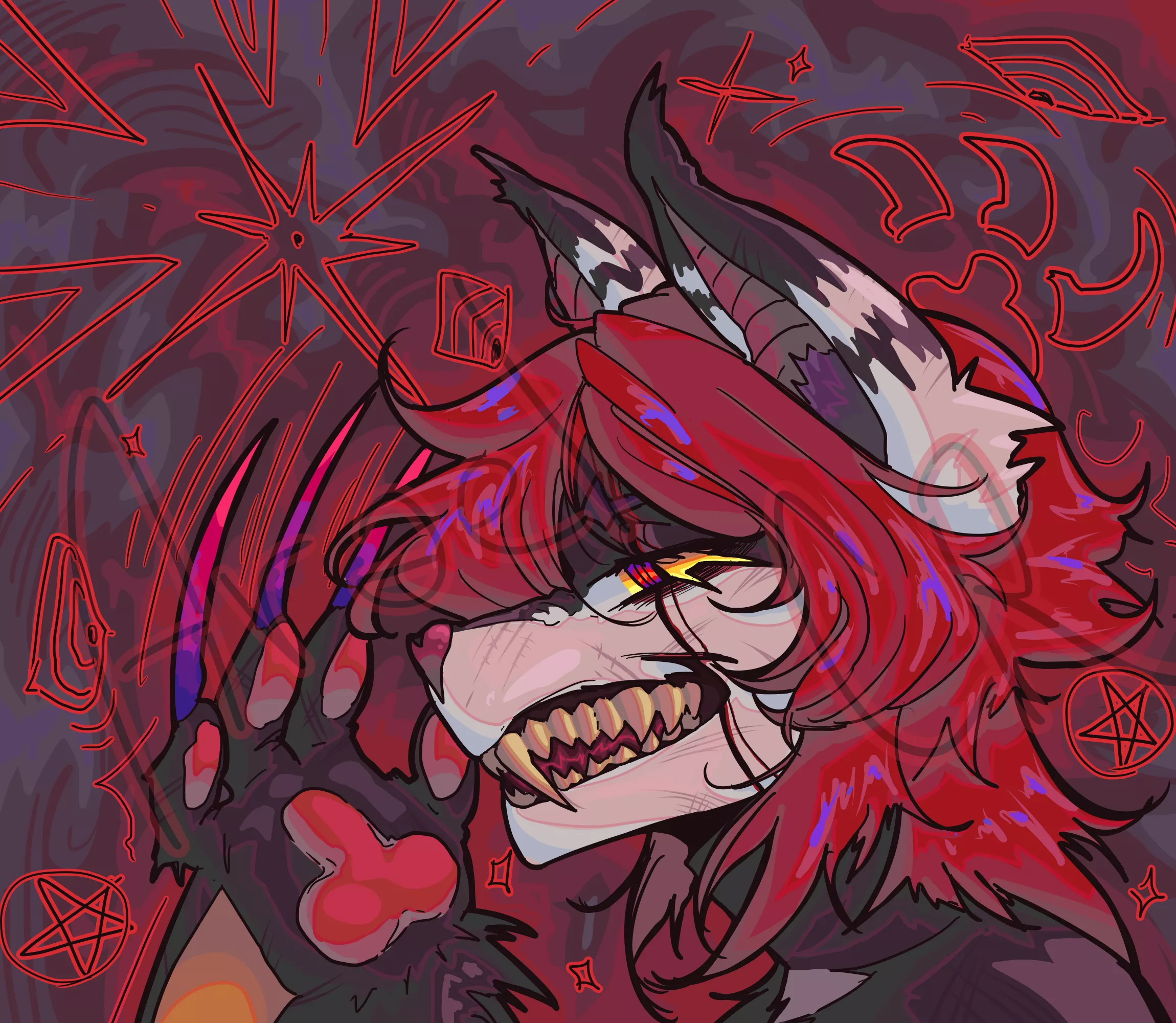 My fursona! 🖤✴️His palm looks funny (art made by me) 