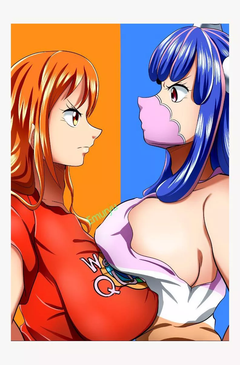 Nami agd Ulti are having a Boobs Challenge. They are asking for your opinion on which breast is better, write it in the comments