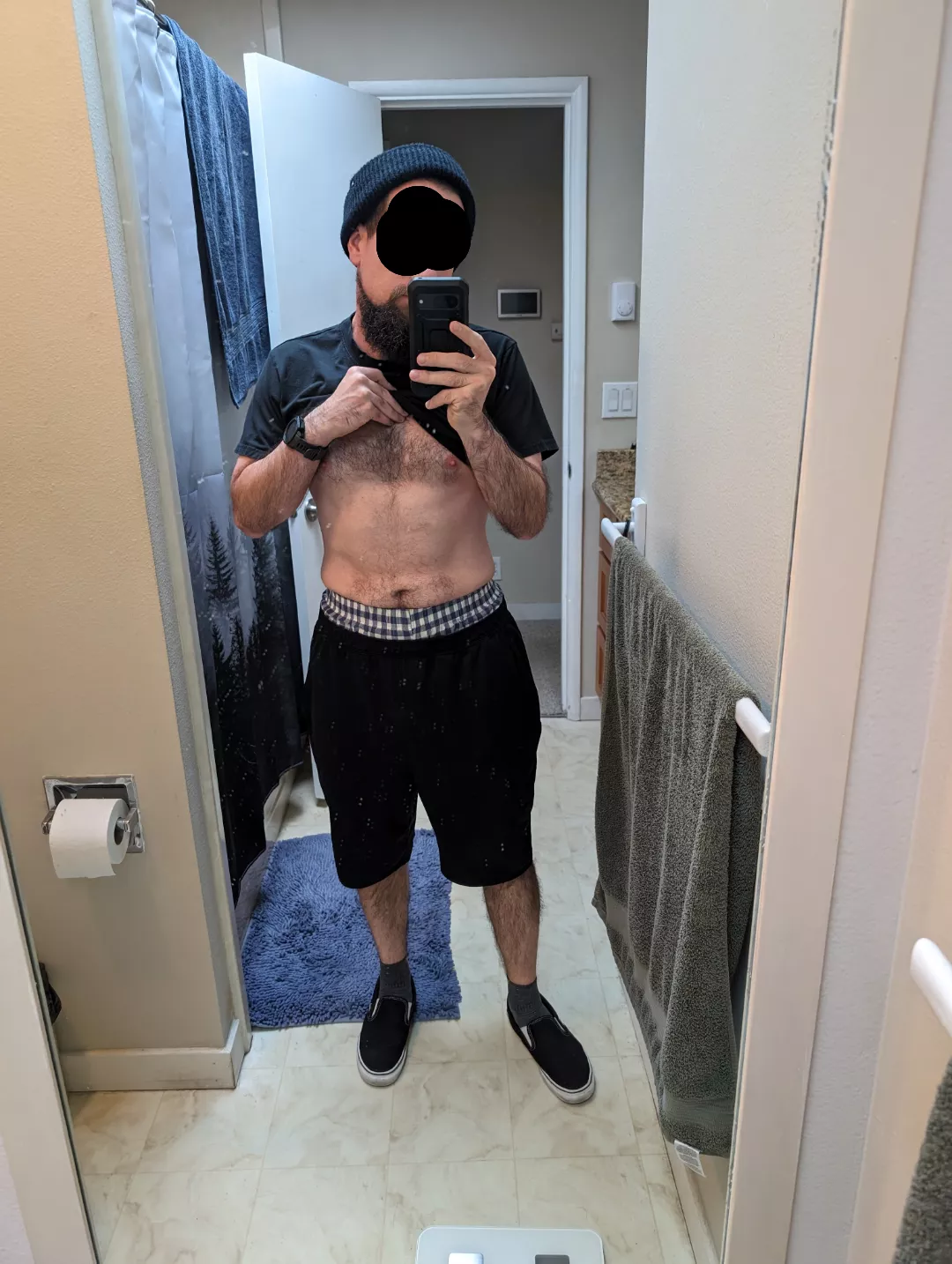 Nothing like boxers and basketball shorts after a nice shower!