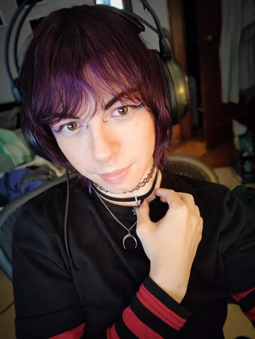 Purple and bangs is a whole vibe